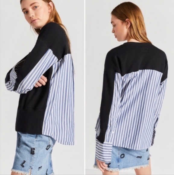 Current Elliott The Recrafted Cardigan Striped Black - Picture 1 of 10